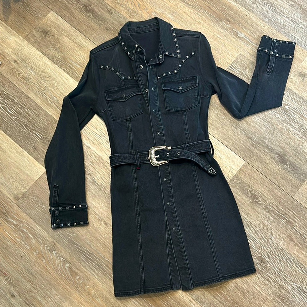 WESTERN DENIM BELT DRESS